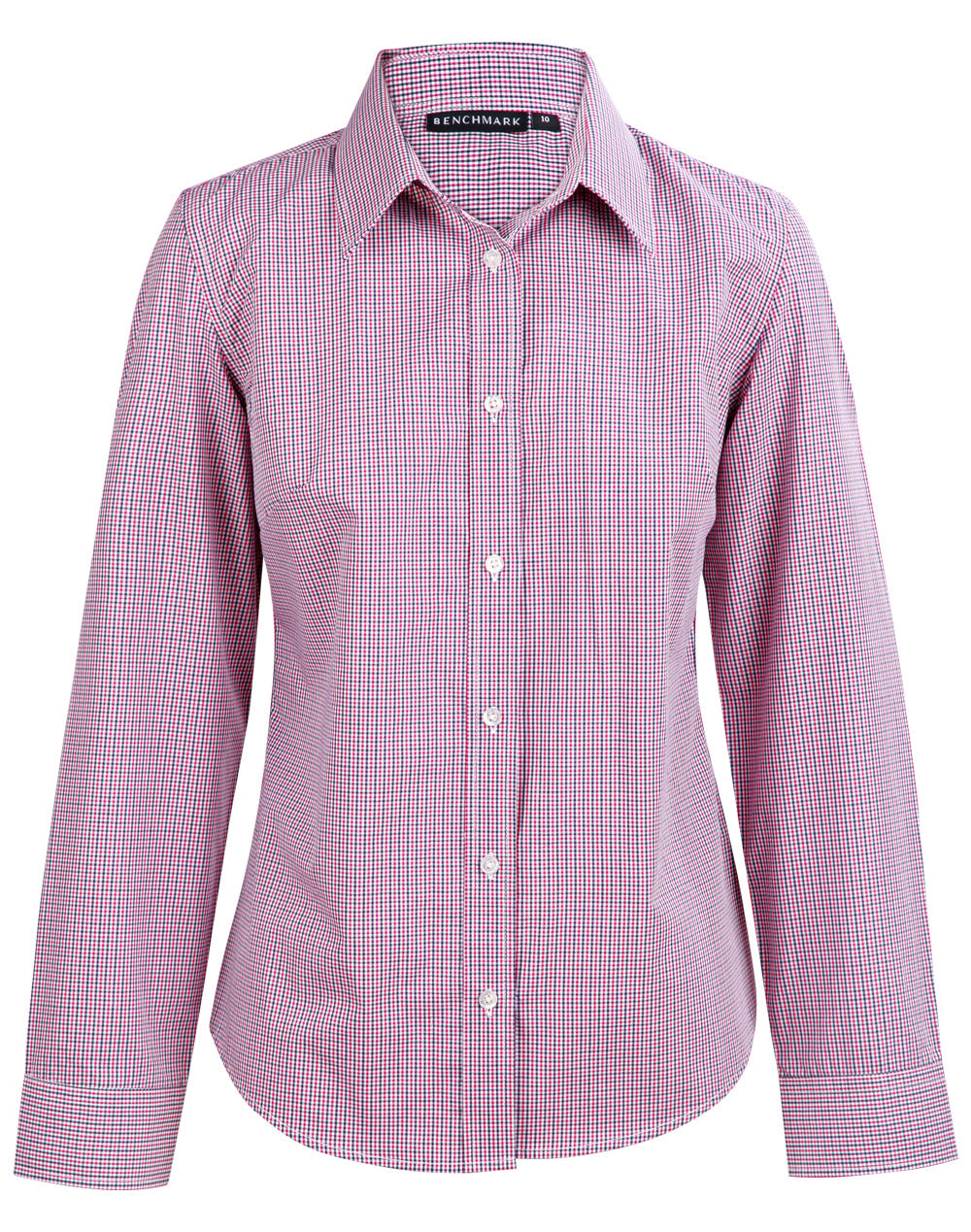 Winning Spirit- Ladies’ Two Tone Mini Gingham Long Sleeve Shirt-M8340L