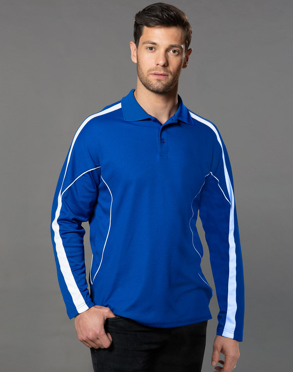 Winning Spiri-Men's TrueDry Fashion Long Sleeve Polo-PS69