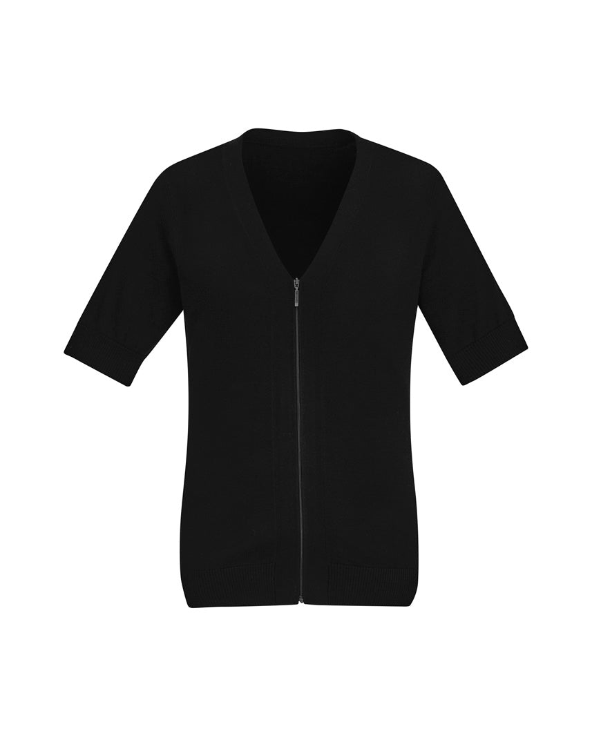 Biz Care Womens Zip Front Short Sleeve Cardigan CK962LC
