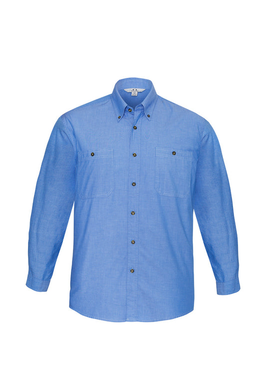 Biz Collection Mens Wrinkle Free Chambray Long Sleeve Shirt   Sh112 - Star Uniforms Australia