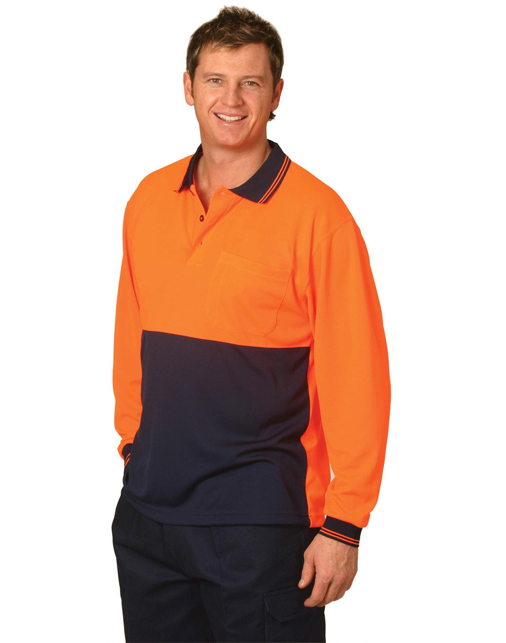 Winning Spirit-Hi Visibility Long Sleeve CoolDry Micro-mesh Safety Polo-SW05CD