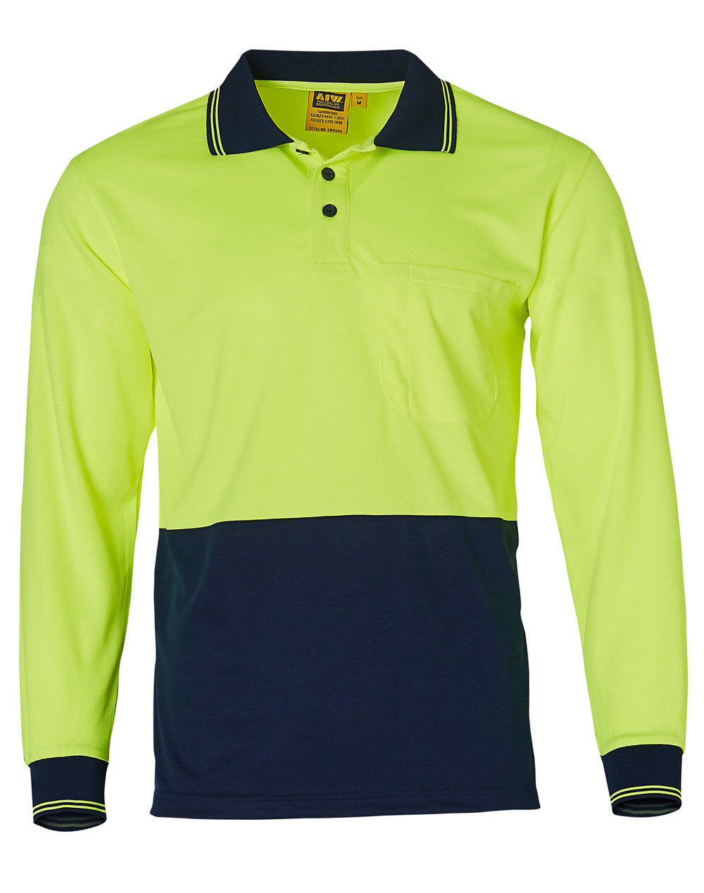 Winning Spirit-Hi Visibility Long Sleeve CoolDry Micro-mesh Safety Polo-SW05CD