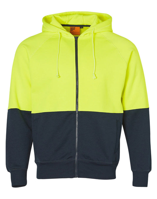 SANDHURST_Warehouse Hi Vis JACKET with Logo Embroidered_ELEVEN Workwear Evolution Hi-Vis Spliced Hoodie