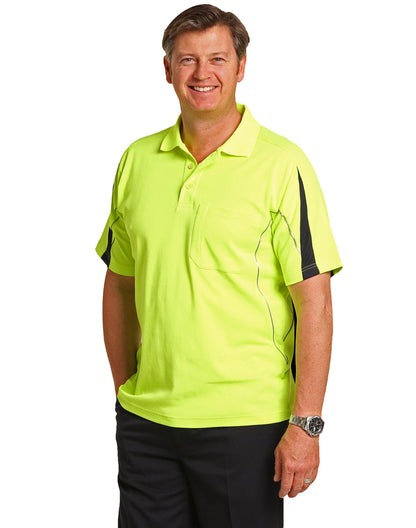 Winning Spirit-Men's Hi-Vis Legend Short Polo with Reflective Piping-SW25A