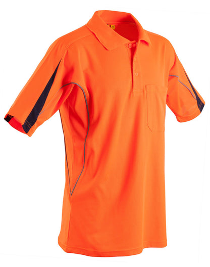 Winning Spirit-Men's Hi-Vis Legend Short Polo with Reflective Piping-SW25A