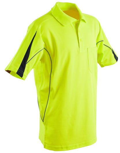 Winning Spirit-Men's Hi-Vis Legend Short Polo with Reflective Piping-SW25A