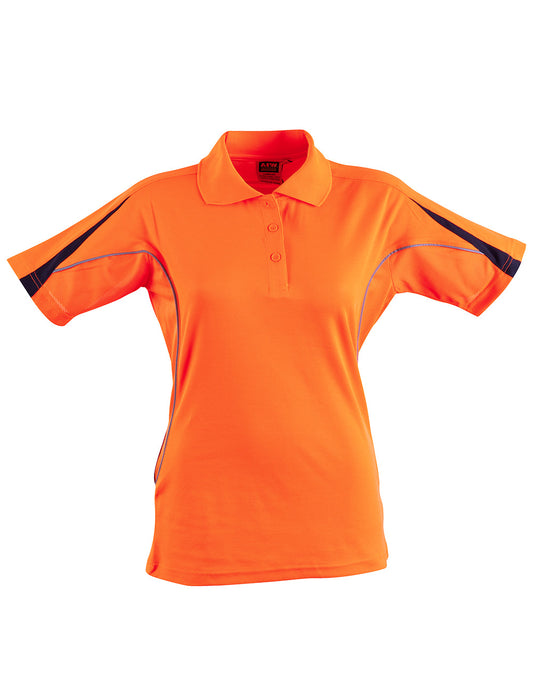 Winning Spirit-Ladies' Hi-Vis Legend Short Sleeve Polo With Reflective Piping-SW26A