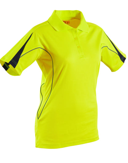 Winning Spirit-Ladies' Hi-Vis Legend Short Sleeve Polo With Reflective Piping-SW26A