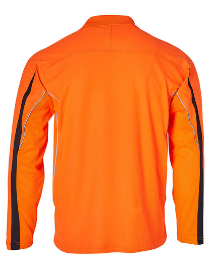 Winning Spirit-Mens' Hi-Vis Legend Long Sleeve Polo With Reflective Piping-SW33A