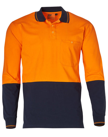 Winning Spirit -Cotton Jersey Two Tone Long Sleeve Safety Polo-SW36