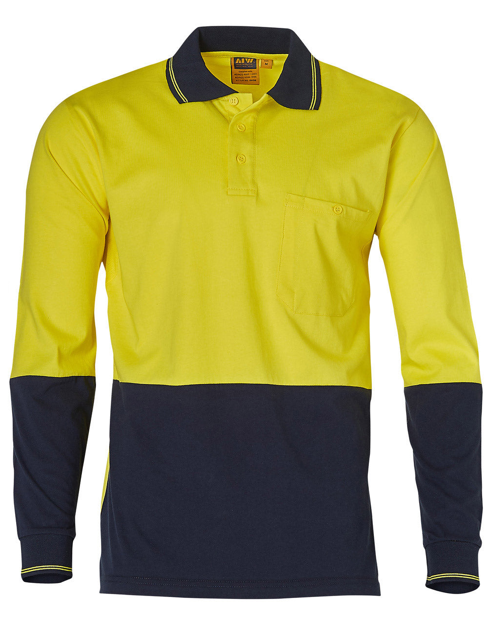 Winning Spirit -Cotton Jersey Two Tone Long Sleeve Safety Polo-SW36