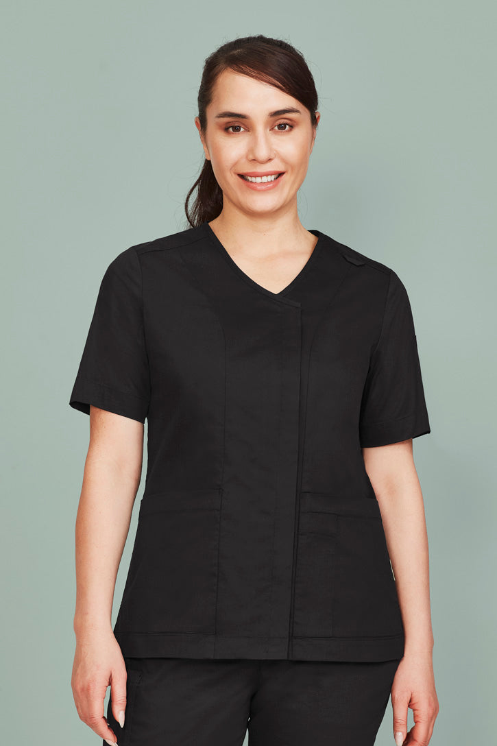 Biz Care - Parks Womens Zip Front Crossover Scrub Top -CST240LS