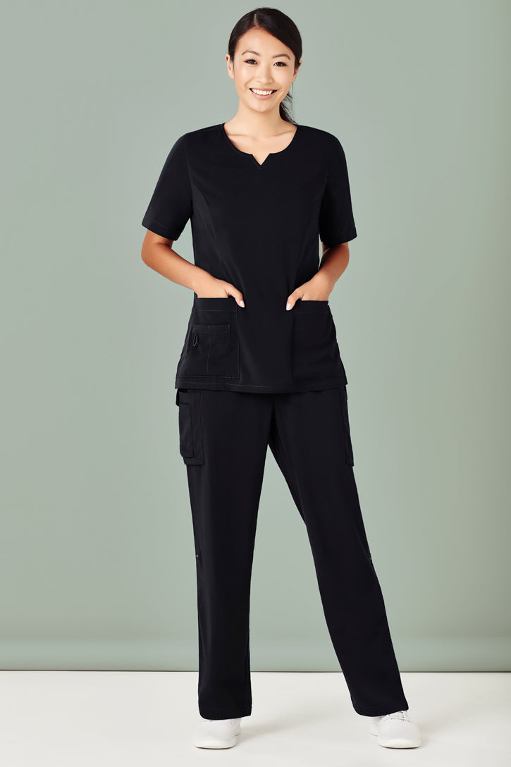 Biz Care Womens Tailored Fit Round Neck Scrub Top CST942LS - Star Uniforms Australia
