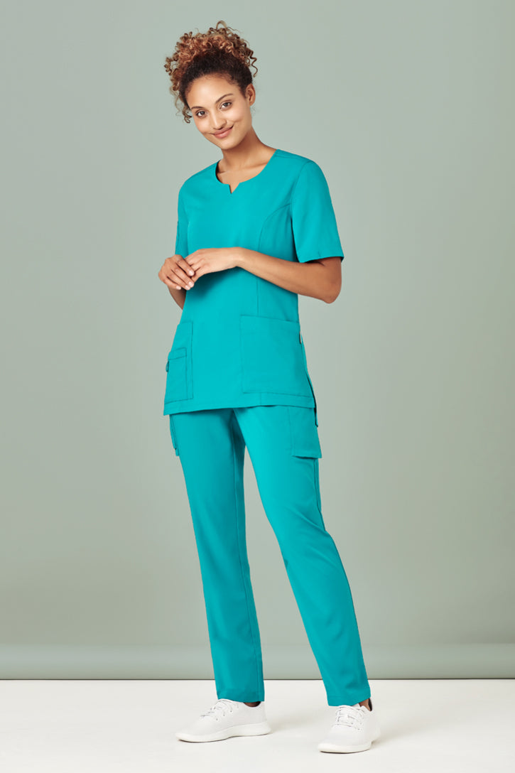 Biz Care Womens Tailored Fit Round Neck Scrub Top CST942LS - Star Uniforms Australia
