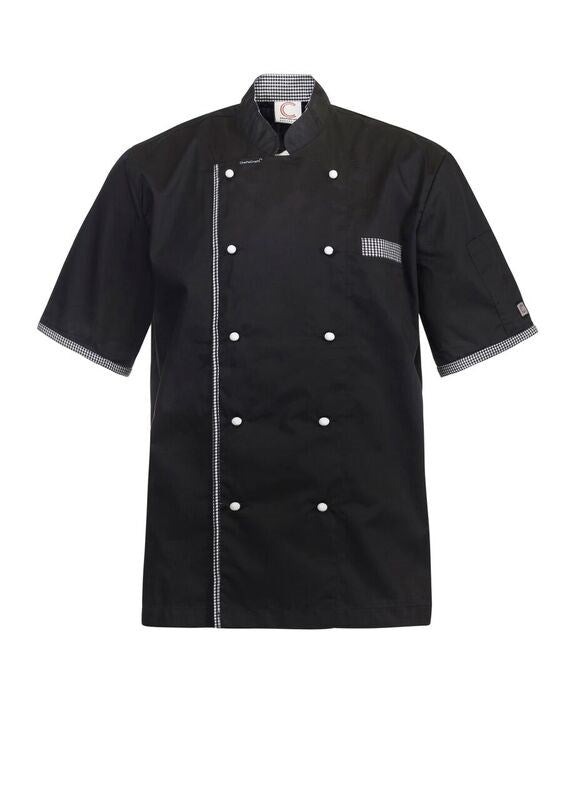 NCC Apparel-Exec Chef Jacket Vent BK S/S-CJ042