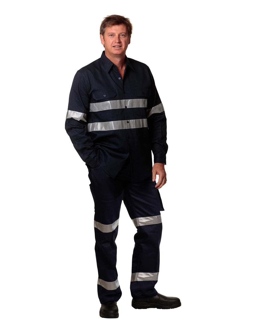 Winning Spirit-Men's Heavy Cotton Pre-shrunk Drill Pants with 3M Tapes-WP07HV