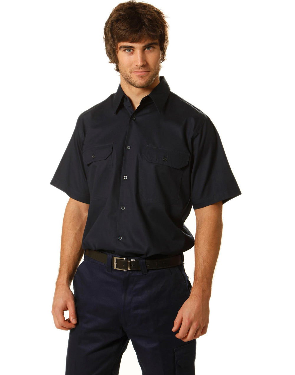 Winning Spirit-Cotton Drill Short Sleeve Work Shirt -WT03