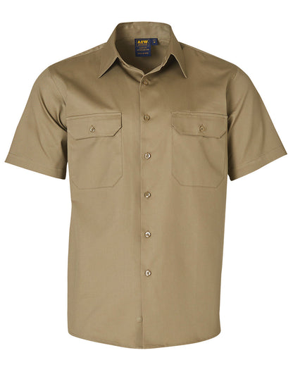 Winning Spirit-Cotton Drill Short Sleeve Work Shirt -WT03