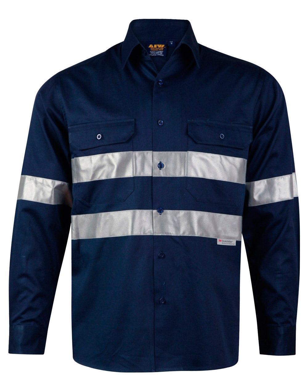 Winning Spirit-Hi Vis Cotton Drill Long Sleeve Work Shirt-WT04HV