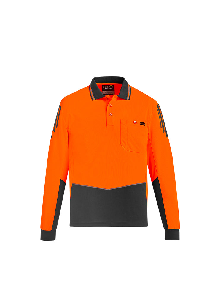 Syzmik Mens Hi Vis Flux L/S Polo   Zh310 - Star Uniforms Australia