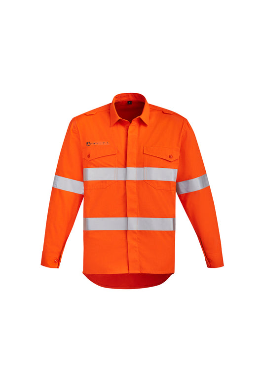 Syzmik Mens Orange Flame Hrc 2 Hoop Taped Open Front Spliced Shirt Zw145 - Star Uniforms Australia