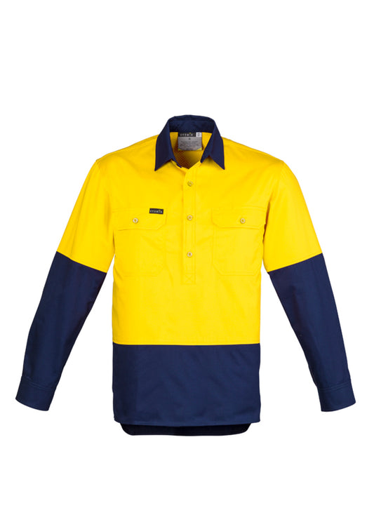 Syzmik Mens Hi Vis Closed Front L/S Shirt Zw560 - Star Uniforms Australia