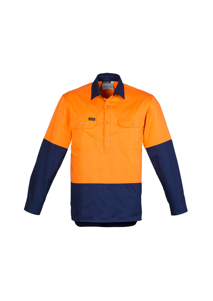 Syzmik Mens Hi Vis Closed Front L/S Shirt Zw560 - Star Uniforms Australia
