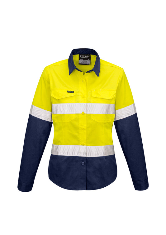 Syzmik Womens Rugged Cooling Taped Hi Vis Spliced Shirt   Zw720 - Star Uniforms Australia