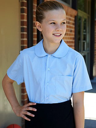 Bocini-Girls Peter Pan Collar Short Sleeve School Shirt-CS1405