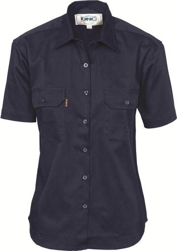 Dnc Ladies Cotton Drill Work Shirt, Short Sleeve (3231) - Star Uniforms Australia