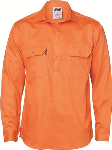 Dnc Close Front L/S Cotton Drill Shirt With Gusset Sleeve (3204) - Star Uniforms Australia