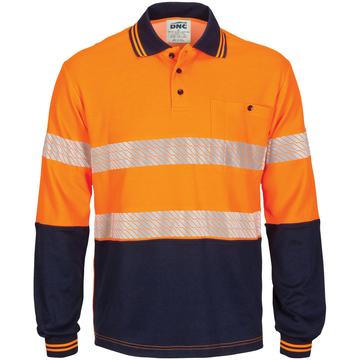 Dnc Hivis Segment Taped Cotton Backed Polo - Long Sleeve (3518) - www.staruniforms.com.au