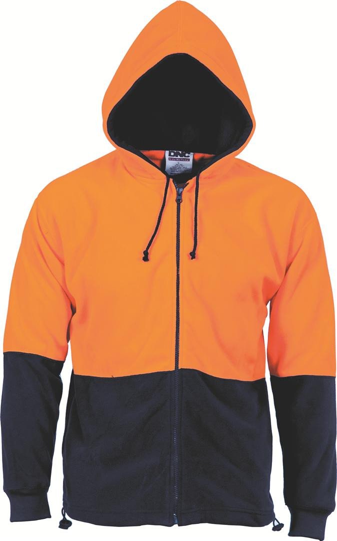 Dnc Hivis Two Tone Full Zip Polar Fleece Hoodie (3927) - Star Uniforms Australia