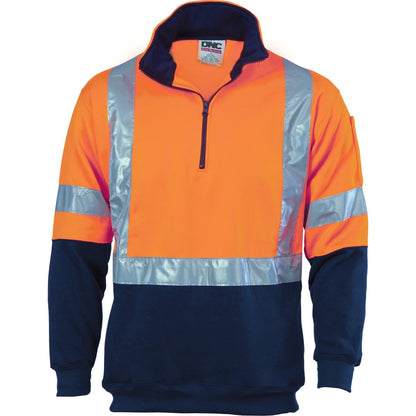 Dnc Hivis 1/2 Zip Fleecy With ‘X’ Back & Additional Tape On Tail (3930) - Star Uniforms Australia