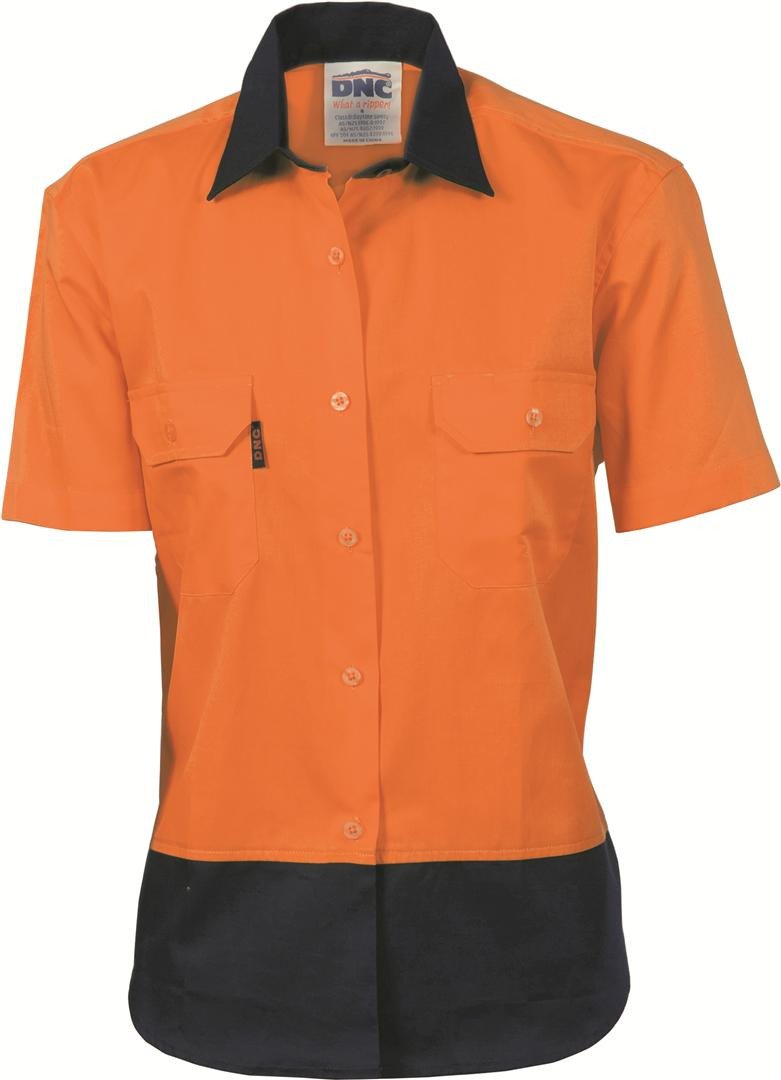 Dnc Ladies Hivis Two Tone Cotton S/S Drill Shirt (3931) - Star Uniforms Australia