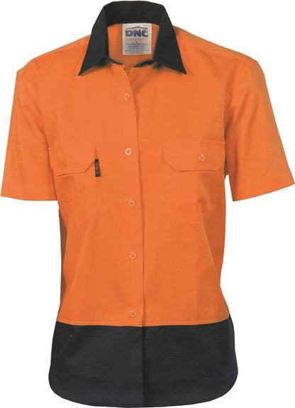 Dnc Ladies Hivis Two Tone Cool-Breeze Cotton S/S Shirt, S/S (3939) - Star Uniforms Australia