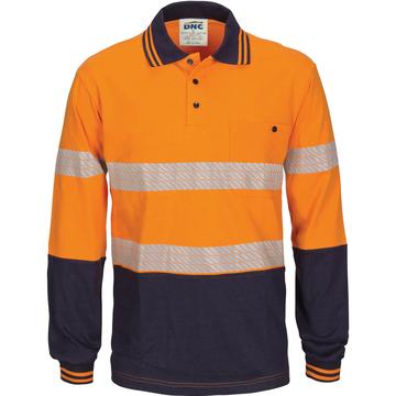 Dnc Hivis Segment Tape Cotton Jersey Polo - Long Sleeve (3516) - www.staruniforms.com.au