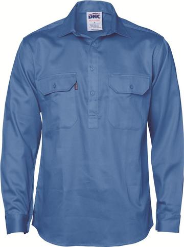 Dnc Close Front L/S Cotton Drill Shirt With Gusset Sleeve (3204) - Star Uniforms Australia