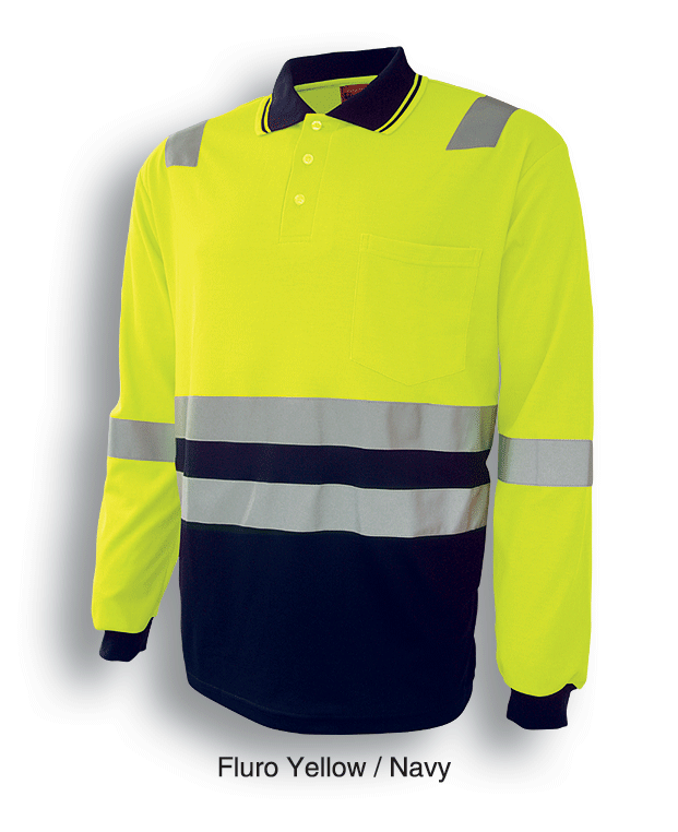 Bocini-Unisex Adults Hi-Vis Polyface / Cotton Back Polo With Reflective Tape-SP0537