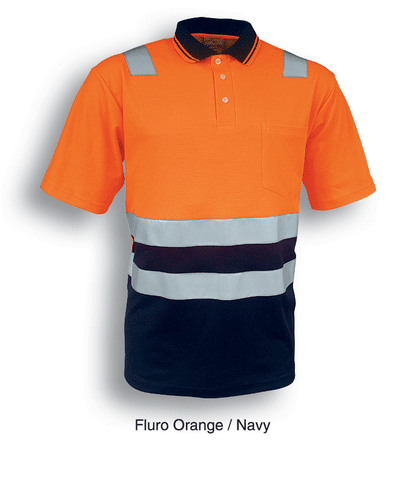 Bocini-Unisex Adults Hi-Vis Polyface / Cotton Back Polo With Reflective Tape-SP0539
