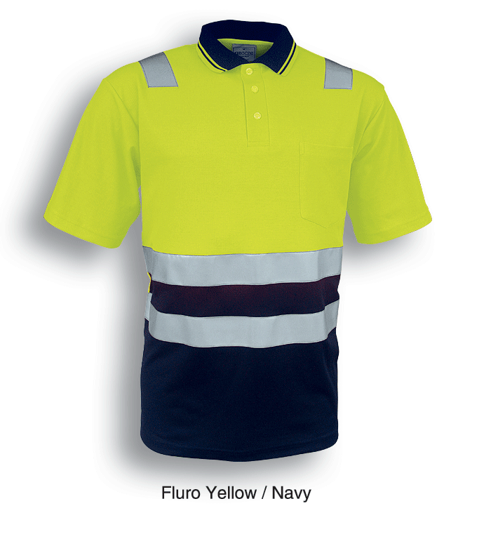 Bocini-Unisex Adults Hi-Vis Polyface / Cotton Back Polo With Reflective Tape-SP0539