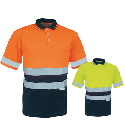 Bocini-Unisex Adults Hi-Vis Polyface / Cotton back Polo With 3M Reflective Tape-SP1249