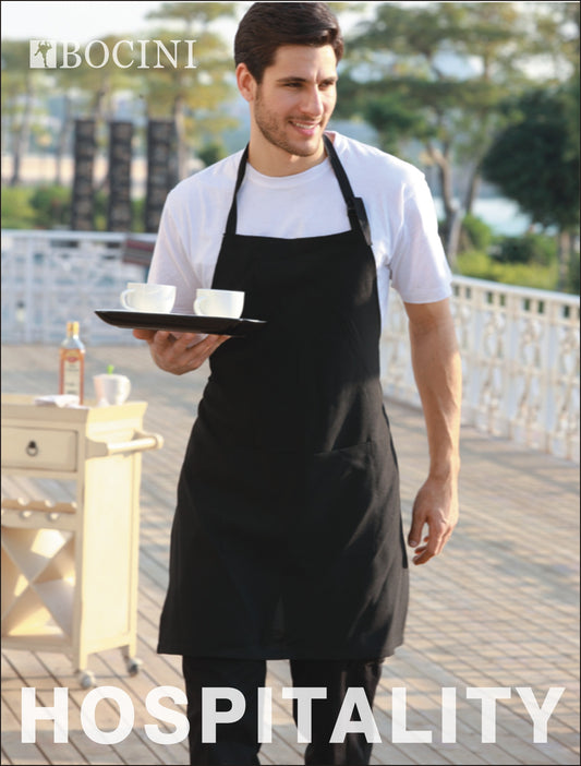 Bocini-Cotton Drill Full Bib Apron - With Pocket-WA0396