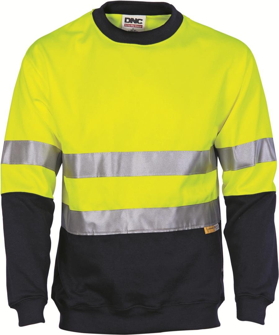Dnc Hivis Two Tone Fleecy Sweat Shirt,Crew Neck With 3M R/T (3824) - Star Uniforms Australia