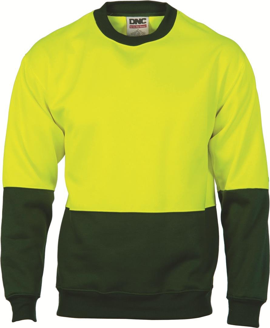 Dnc Hivis Two Tone Fleecy Sweat Shirt, Crew Neck (3821) - Star Uniforms Australia