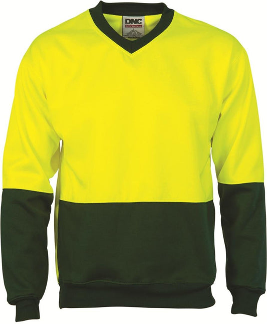Dnc Hivis Two Tone Fleecy Sweat Shirt, V-Neck (3822) - Star Uniforms Australia