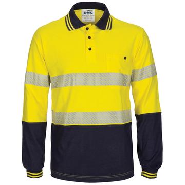 Dnc Hivis Segment Tape Cotton Jersey Polo - Long Sleeve (3516) - www.staruniforms.com.au