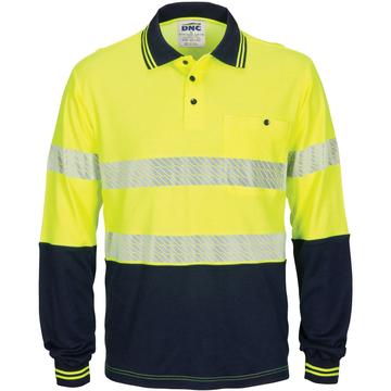 Dnc Hivis Segment Taped Cotton Backed Polo - Long Sleeve (3518) - www.staruniforms.com.au